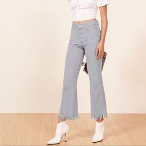 Reformation Women's Size 26 Jessie Corduroy Pants In Cloud ( Light Grey)